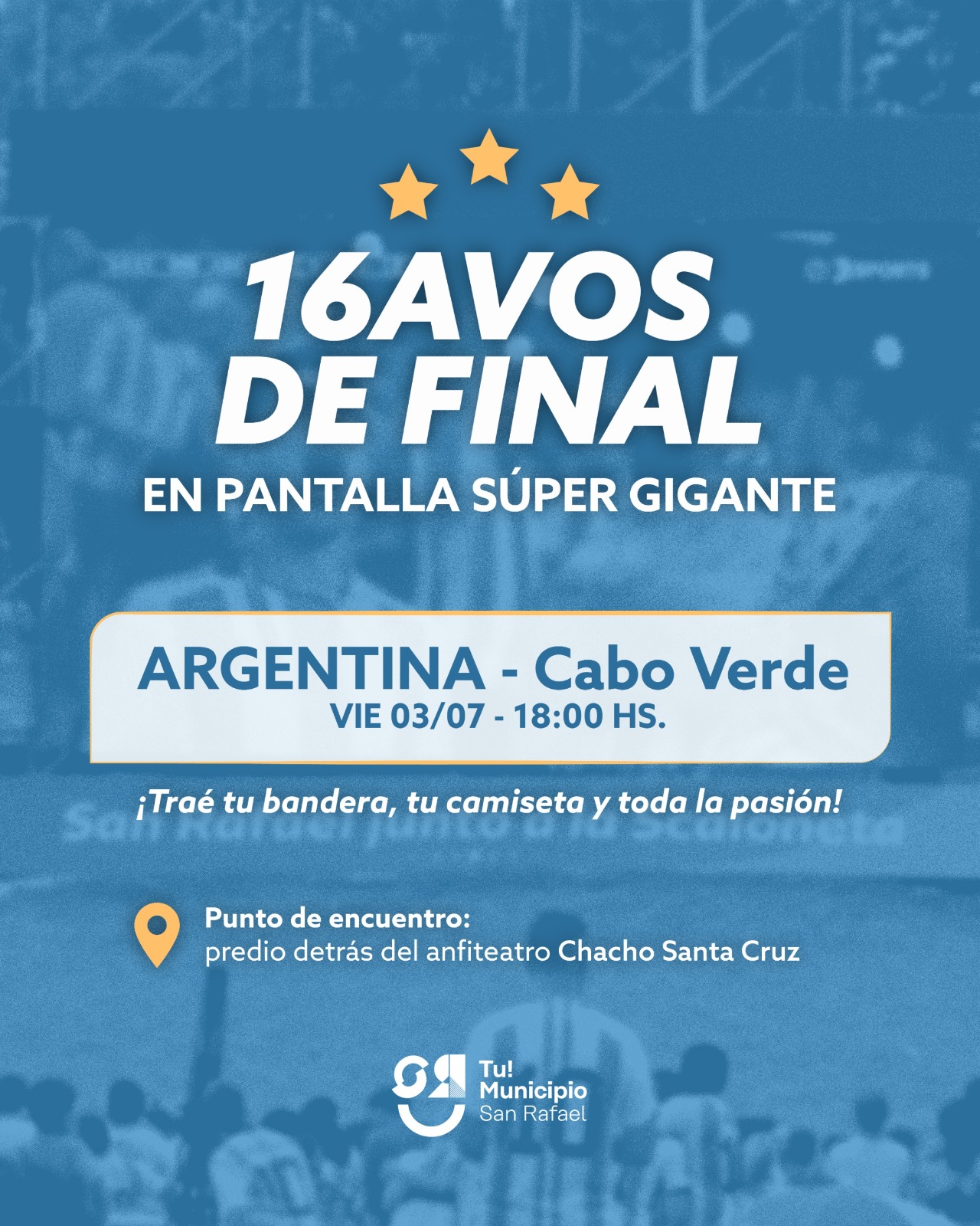 Alentar a la Selección Argentina con pantalla gigante en el Parque
